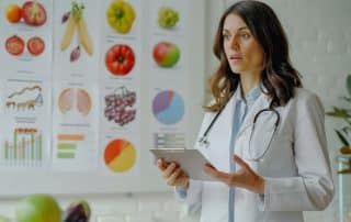 Nurse with nutritional chart