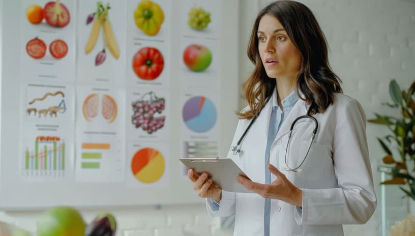 Nurse with nutritional chart